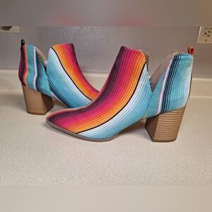 Crazy Train Colorful Striped Ankle Booties